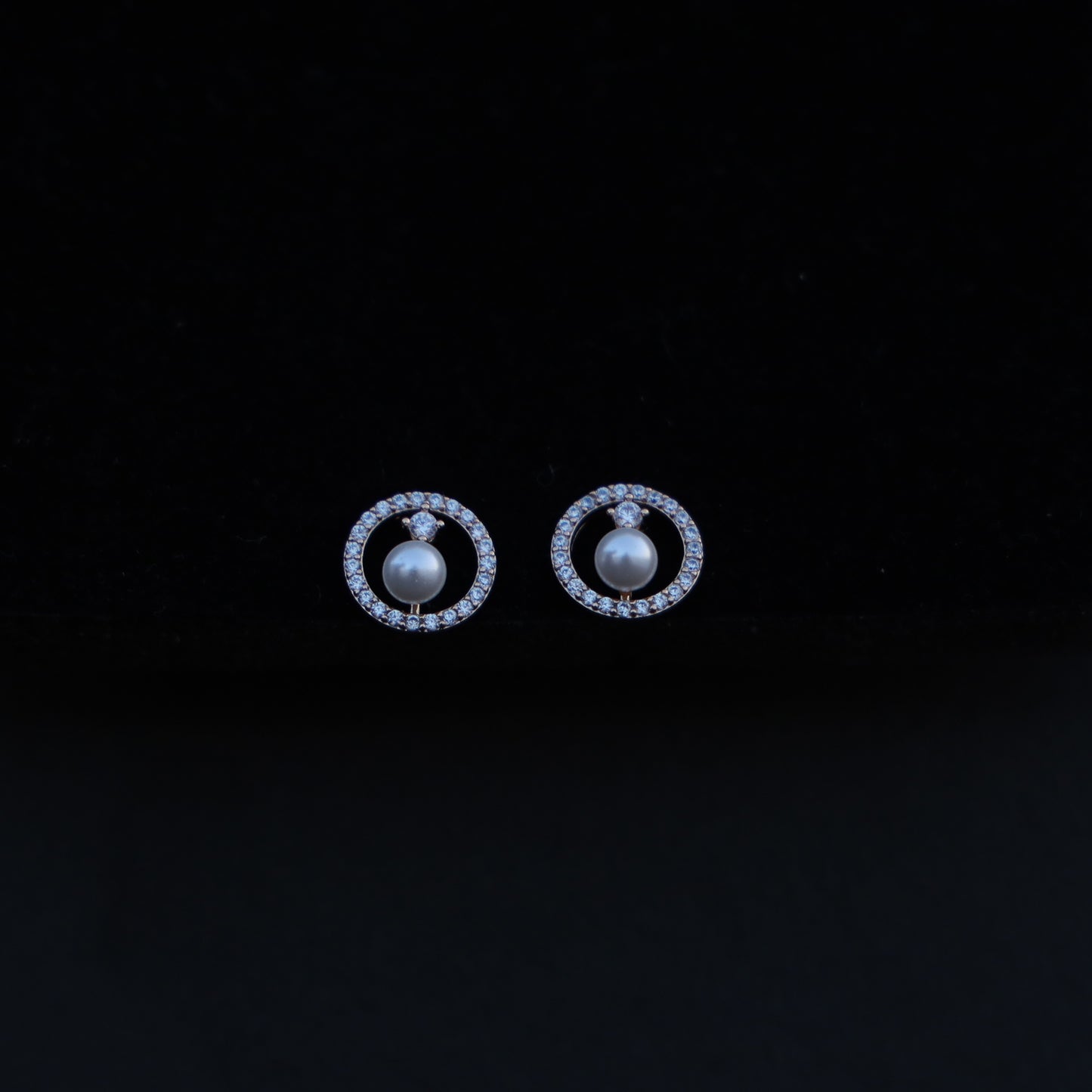 Pave Circle with Pearl Earrings